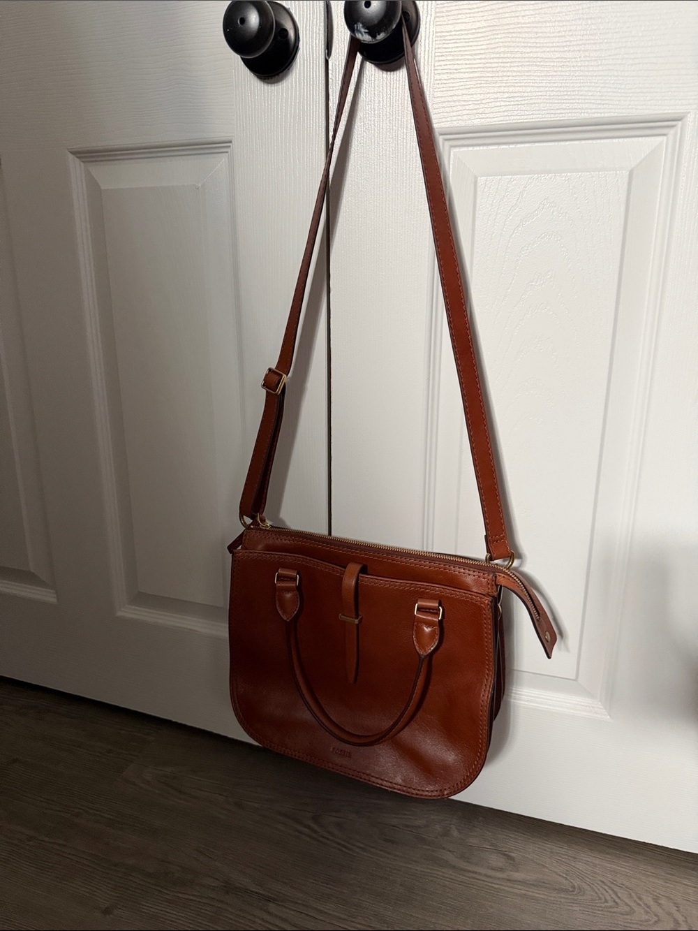 Fossil Ryder Satchel Brown Leather Crossbody - Picture 2 of 10